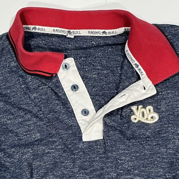 Raging Bull Red White Blue Polo Shirt Yon Andre Rugby Women Size XS - Picture 8 of 15